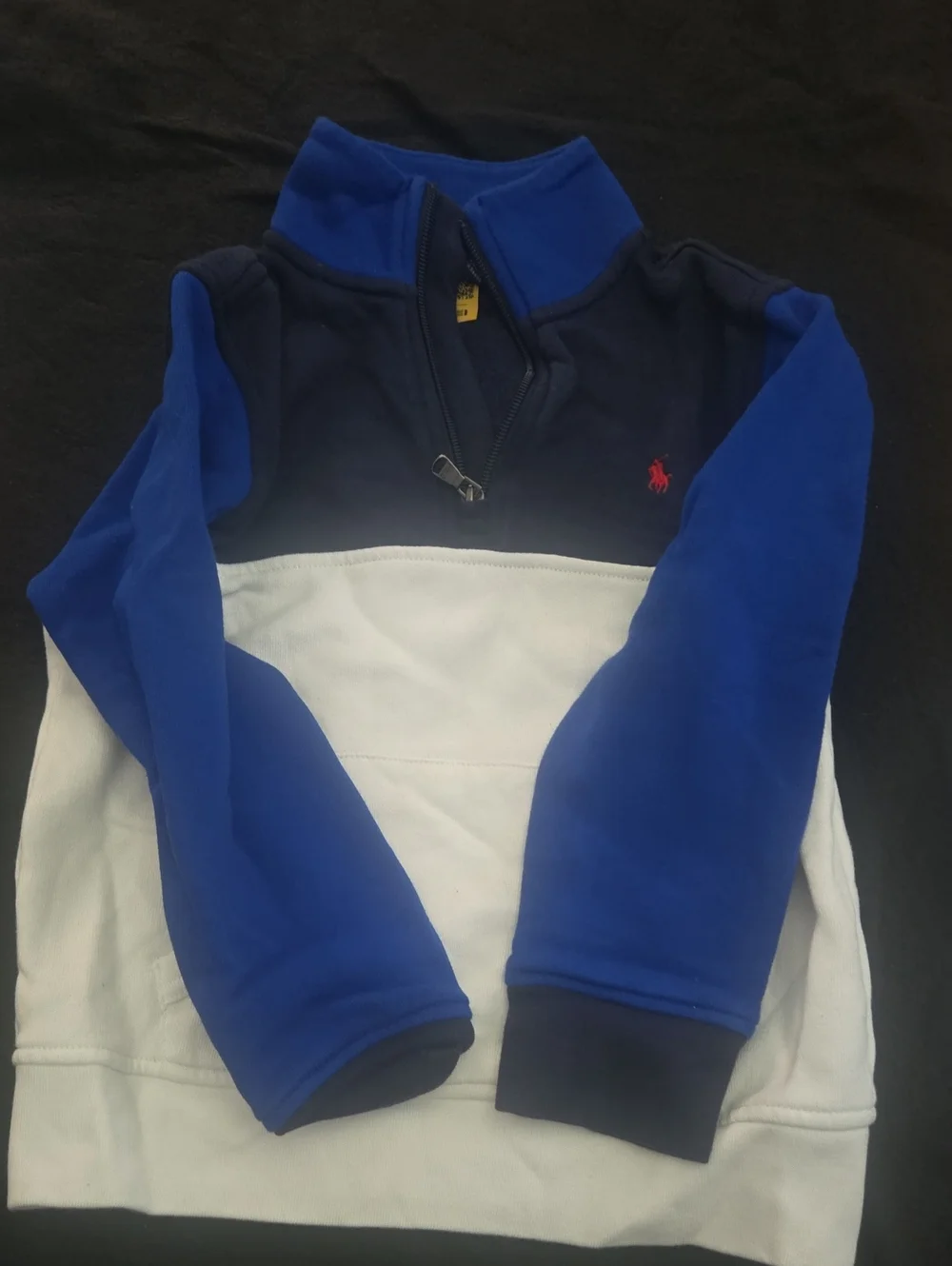 Ralph Lauren Polo Blue, Navy & White Colorblock Half-Zip Hoodie